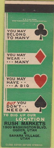 Matchbook Cover - Rush Markets Sahara Village Ogden UT