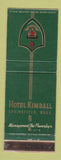 Matchbook Cover - Hotel Kimball Springfield MA WEAR