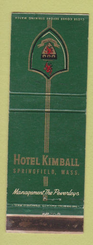 Matchbook Cover - Hotel Kimball Springfield MA WEAR