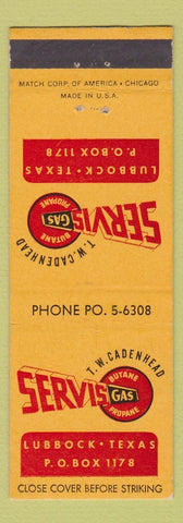 Matchbook Cover - Servis Gas Propate Butane Lubbock TX