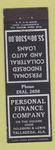 Matchbook Cover - Personal Finance Company Talladega AL