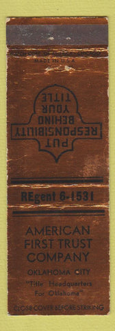 Matchbook Cover - American First Trust Company Oklahoma City OK WEAR