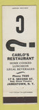 Matchbook Cover - Carlo's Restaurant Jamestown NY