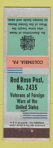 Matchbook Cover - VFW Red Rose Post Columbia PA ADVANCE