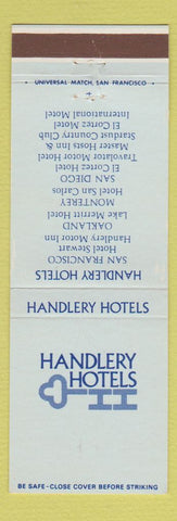 Matchbook Cover - Handlery Hotels San Francisco Oakland San Diego Monterey CA