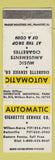Matchbook Cover - Automatic Cigarette Service Vending Wilkes Barre Pottsville PA