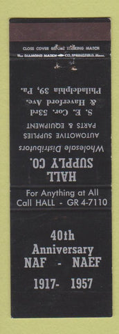 Matchbook Cover - Hall Supply Auto Parts Philadelphia PA 1957