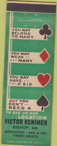 Matchbook Cover - Victor Kenimer Bishop GA oil gas