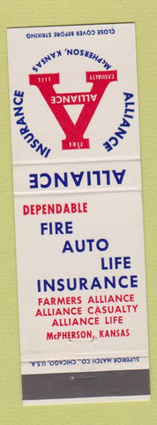 Matchbook Cover - Alliance Insurance McPherson KS