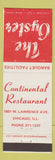 Matchbook Cover - The Oyster Restaurant Chicago IL