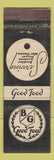 Matchbook Cover - BG Foods Chicago IL WEAR
