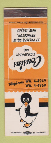 Matchbook Cover - Cousins Company Princeton NJ penguin