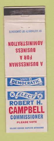 Matchbook Cover - Robert H Campbell For Commissioner