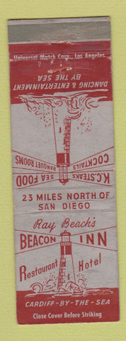 Matchbook Cover - Ray Beach's Beacon Inn Restaurant Hotel Cardiff CA WORN