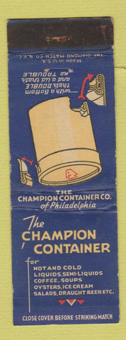 Matchbook Cover - Champion Container Philadelphia PA WORN