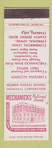 Matchbook Cover - Mechanicks National Bank Mechanics Concord NH DD Bean WEAR