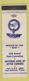 Matchbook Cover - National Association of Letter Carriers San Antonio TX 1952