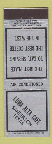 Matchbook Cover - Loma Alta Cafe Sanderson TX
