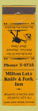 Matchbook Cover - Milton Latz Knife and Fork Inn Atlantic City NJ