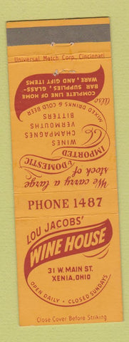 Matchbook Cover - Lou Jacobs' Wine House Xenia OH