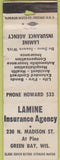 Matchbook Cover - Lamine Insurance Agency Green Bay WI