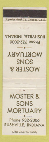 Matchbook Cover - Moster & Sons Mortuary Rushville IN