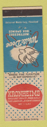 Matchbook Cover - Kronheims Cleveland OH White Dove Mattresses