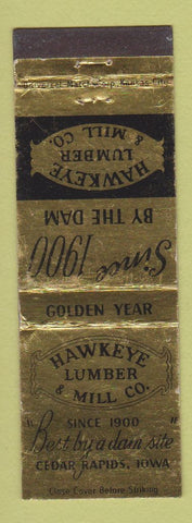 Matchbook Cover - Hawkeye Lumber and Mill Cedar Rapids IA WEAR