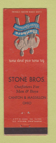 Matchbook Cover - Marlboro Men's Clothes Stone Bros Canton Massillon OH