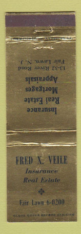 Matchbook Cover - Fred Veile Insurance Real Estate Fair Lawn NJ