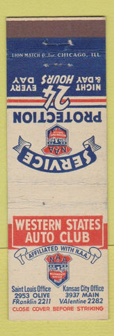Matchbook Cover - Western States Auto Club St Louis Kansas City MO