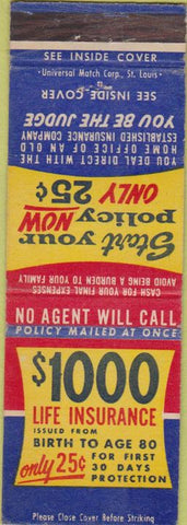 Matchbook Cover - Life Insurance ST Louis MO