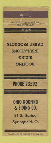 Matchbook Cover - Ohio Roofing and Siding Springfield OH