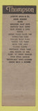 Matchbook Cover - Thompson Products Auto Parts Sanborn Motor Equipment