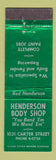 Matchbook Cover - Henderson Body Shop Chattanooga TN WEAR