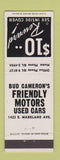 Matchbook Cover - Bud Cameron's Used Cars Kokomo IN