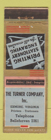 Matchbook Cover - Turner Printing Stationery Exmore VA
