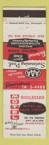 Matchbook Cover - Boulevard Motel Minneapolis MN