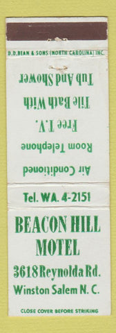 Matchbook Cover - Beacon Hill Motel Winston Salem NC DD Bean