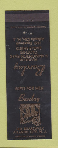 Matchbook Cover - Barclay Men's Clothes Atlantic City NJ