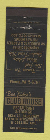Matchbook Cover - Bud Dickey's Club House Restaurant Miami FL WEAR