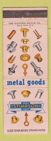 Matchbook Cover - Stimpson Metal Goods Brooklyn NY fasteners