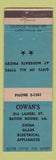 Matchbook Cover - Cowan's Store Appliances Baton Rouge LA