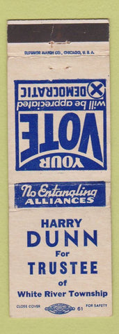 Matchbook Cover - Harry Dunn for Trustee White River Township WORN
