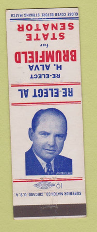 Matchbook Cover - H Alva Grumfield for State Senator WORN