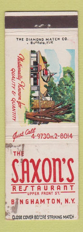 Matchbook Cover - Saxon's Restaurant Binghamton NY WORN