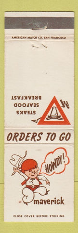 Matchbook Cover - Maverick Restaurant San Francisco CA CHAIN