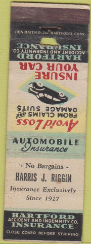 Matchbook Cover - Hartford Insurance Harris Riggin WEAR
