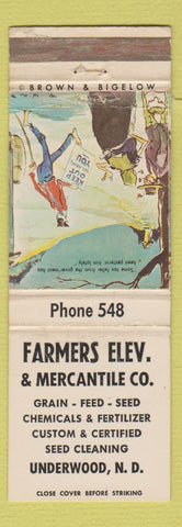 Matchbook Cover - Farmers Elevator Mercantile Underwood ND WEAR