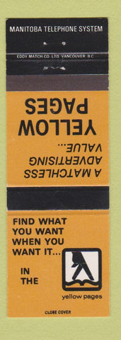 Matchbook Cover - Yellow Pages Phone Book Manitoba MB Canada